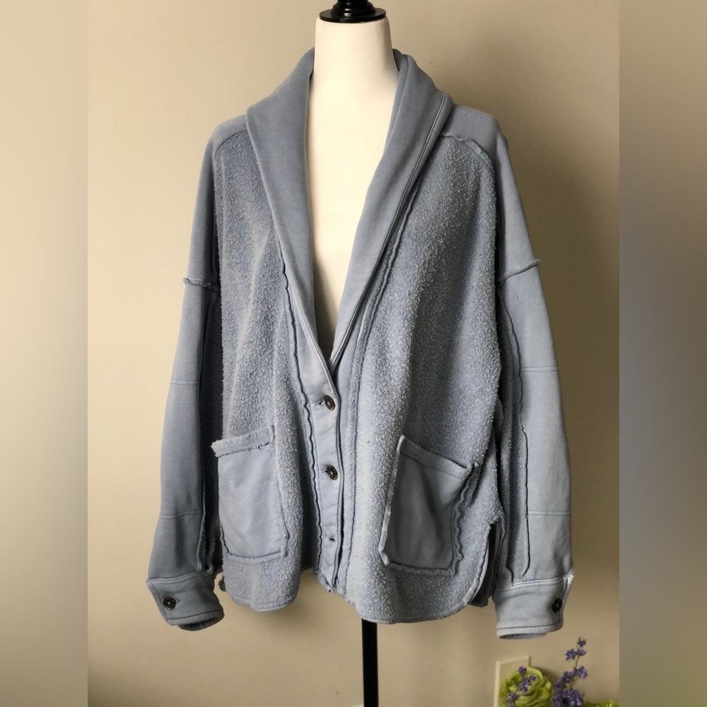 Free People Jordan Jacket - size XS - oversized blue cardigan jacket